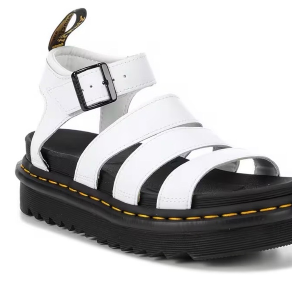 Dr. Martens White Leather Platform Gladiator Sandals